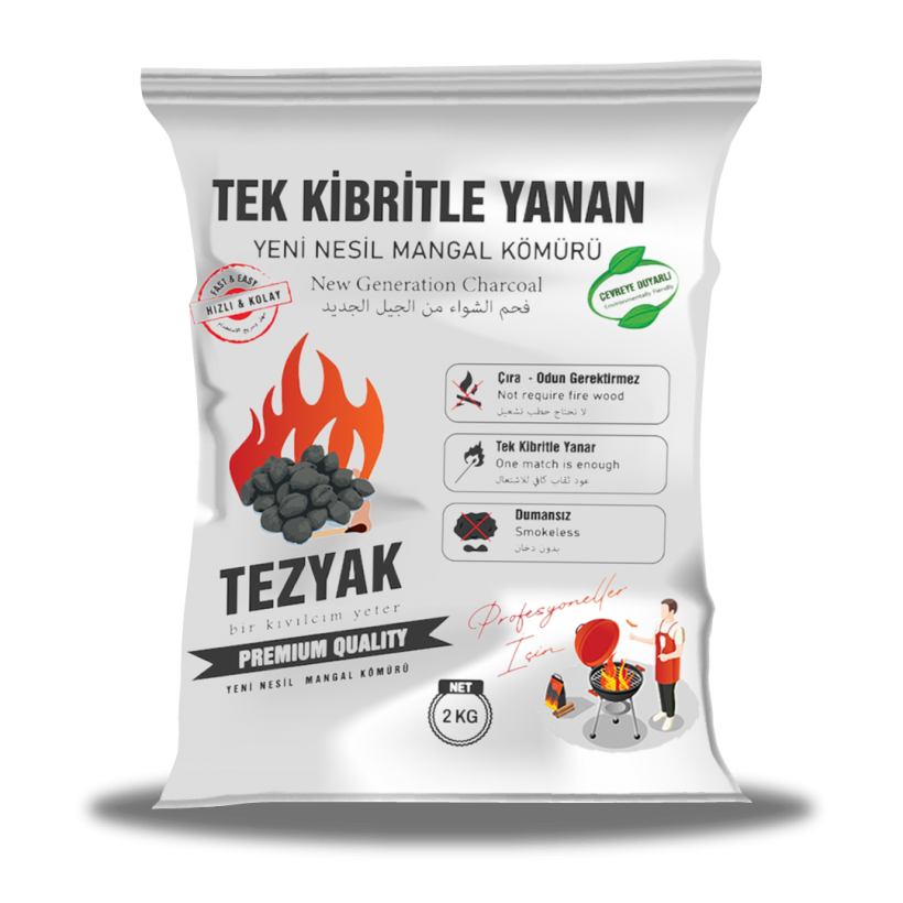 ECOLUX TEZYAK MANGAL KÖMÜRÜ 1 PAKET (2KG)