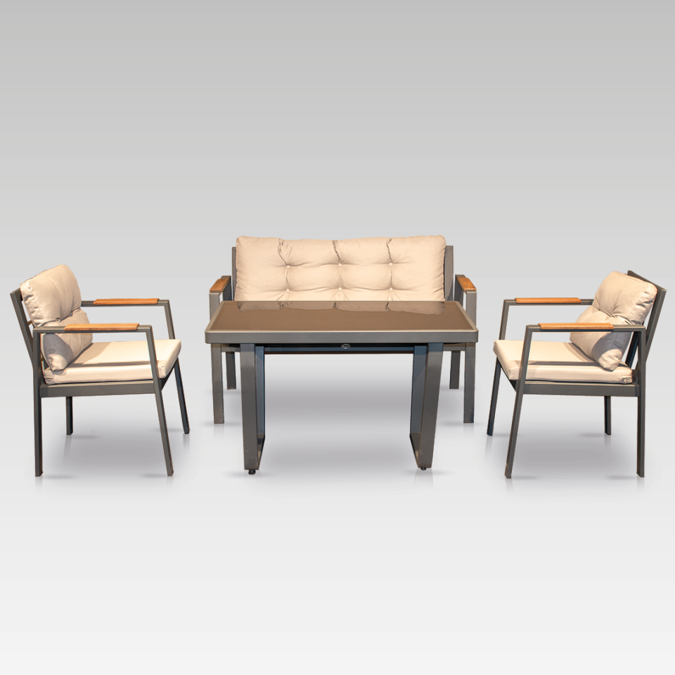 Ecolux EFES MİNİ 2-1-1 Bahçe Balkon Alüminyum Oturma Grubu