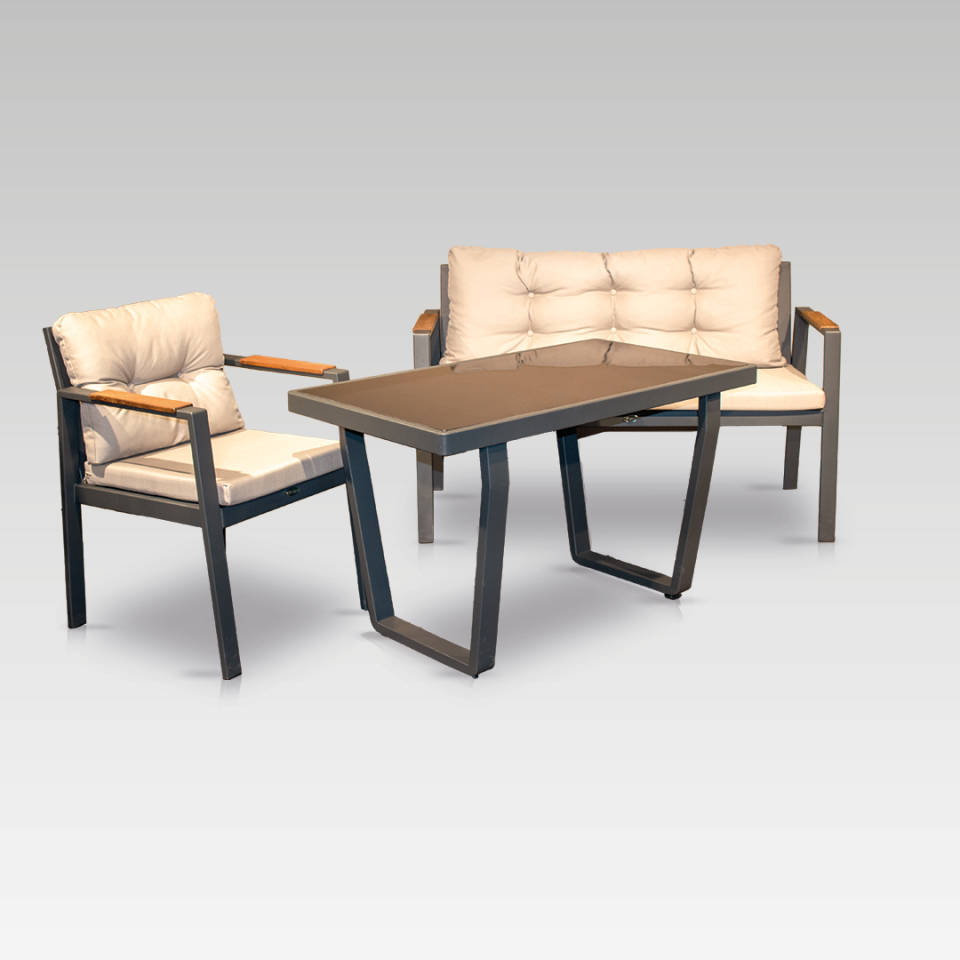 Ecolux EFES MİNİ 2-1-1 Bahçe Balkon Alüminyum Oturma Grubu