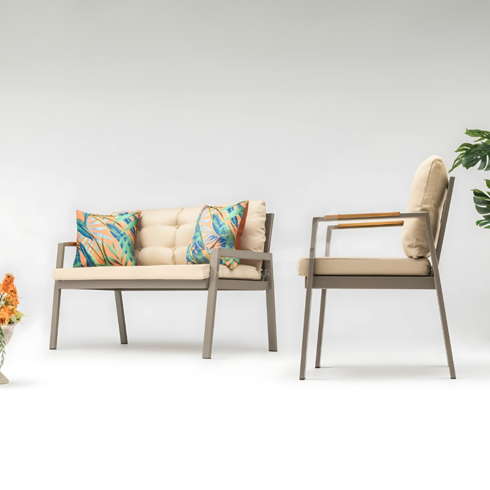 Ecolux EFES MİNİ 2-1-1 Bahçe Balkon Alüminyum Oturma Grubu