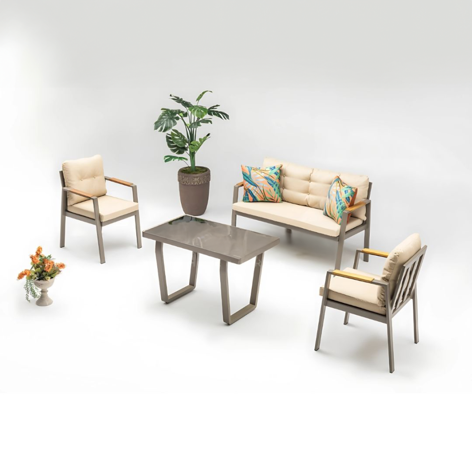 Ecolux EFES MİNİ 2-1-1 Bahçe Balkon Alüminyum Oturma Grubu