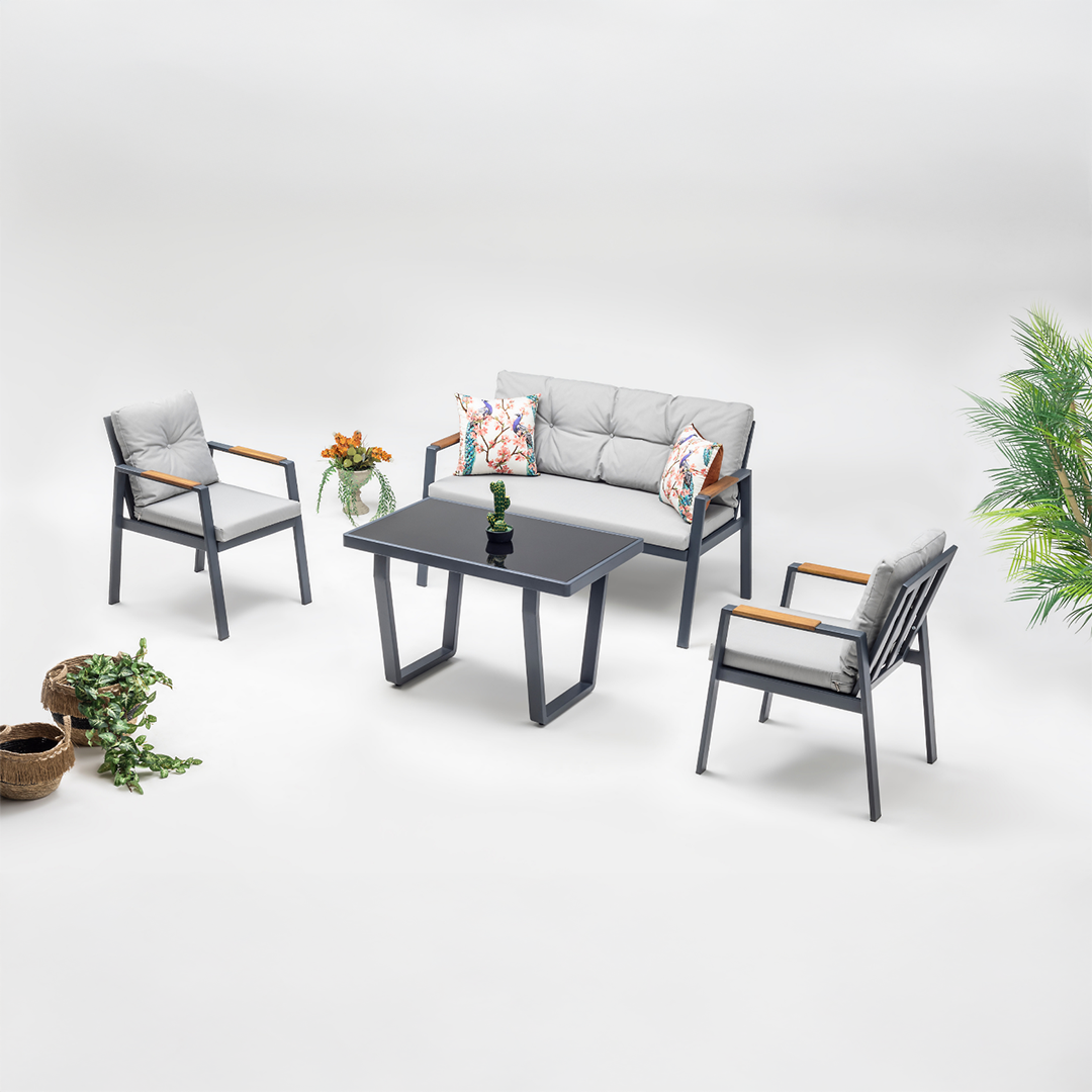 Ecolux EFES MİNİ 2-1-1 Bahçe Balkon Alüminyum Oturma Grubu