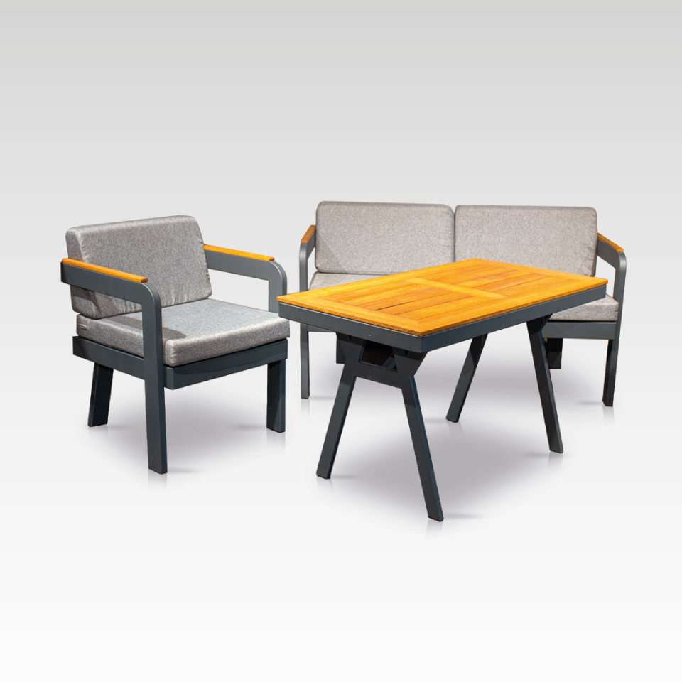 Ecolux ATLANTİS MİNİ 2-1-1 Alüminyum Bahçe Balkon Oturma Grubu