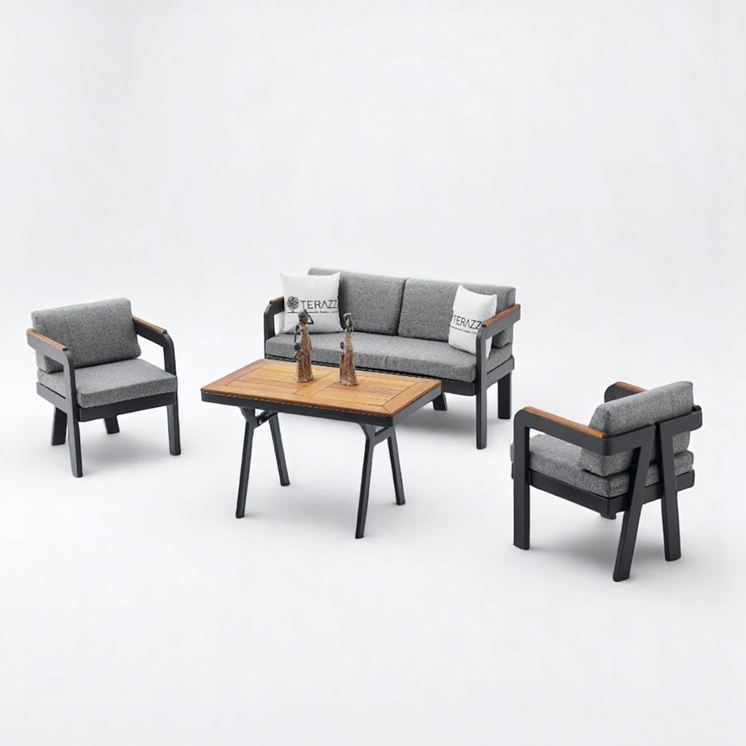 Ecolux ATLANTİS MİNİ 2-1-1 Alüminyum Bahçe Balkon Oturma Grubu