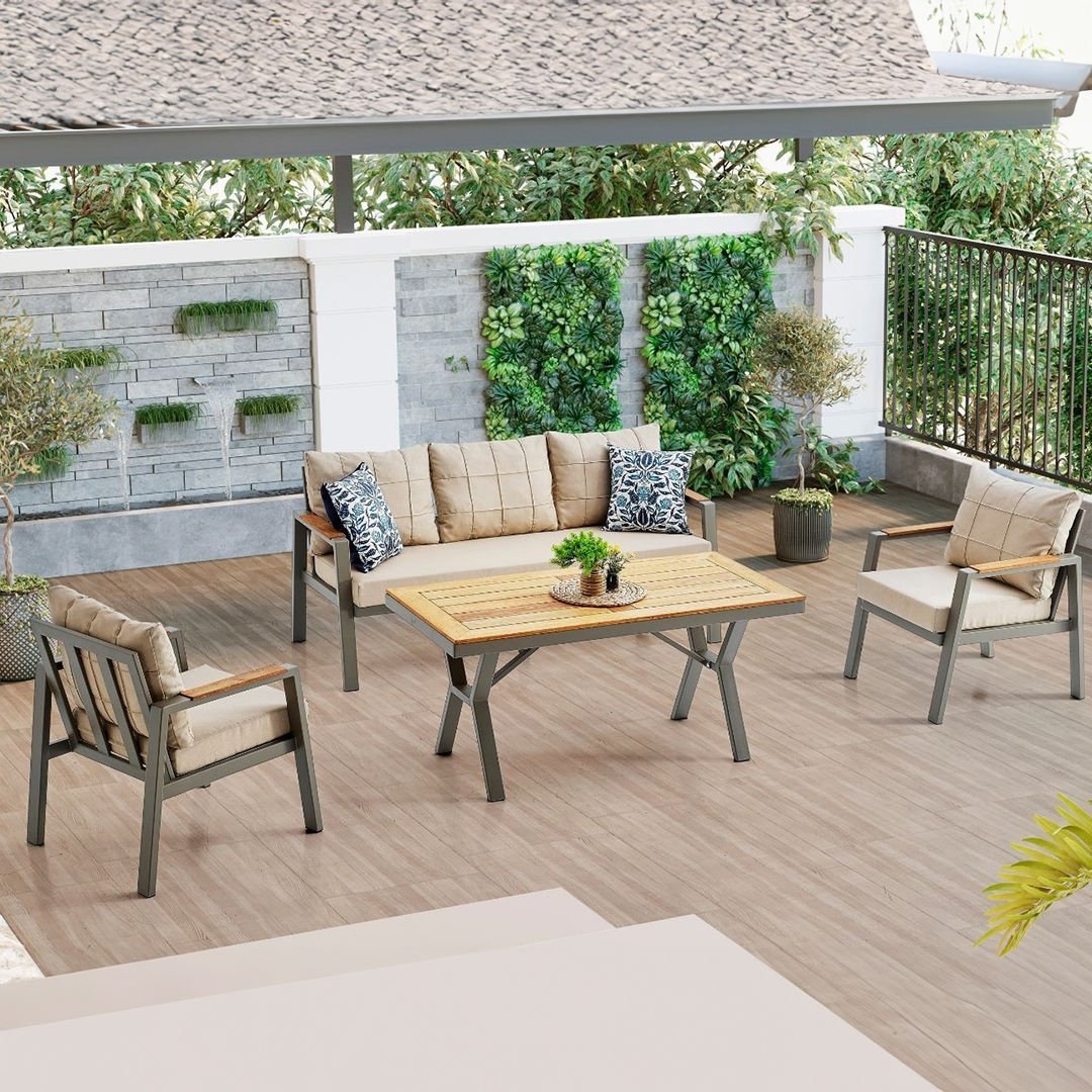 Ecolux EFES MİDİ 3+1+1 Bahçe Balkon Alüminyum Profil Oturma Grubu