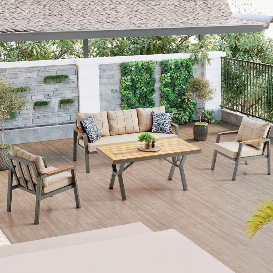 Ecolux EFES MİDİ 3+1+1 Bahçe Balkon Alüminyum Profil Oturma Grubu