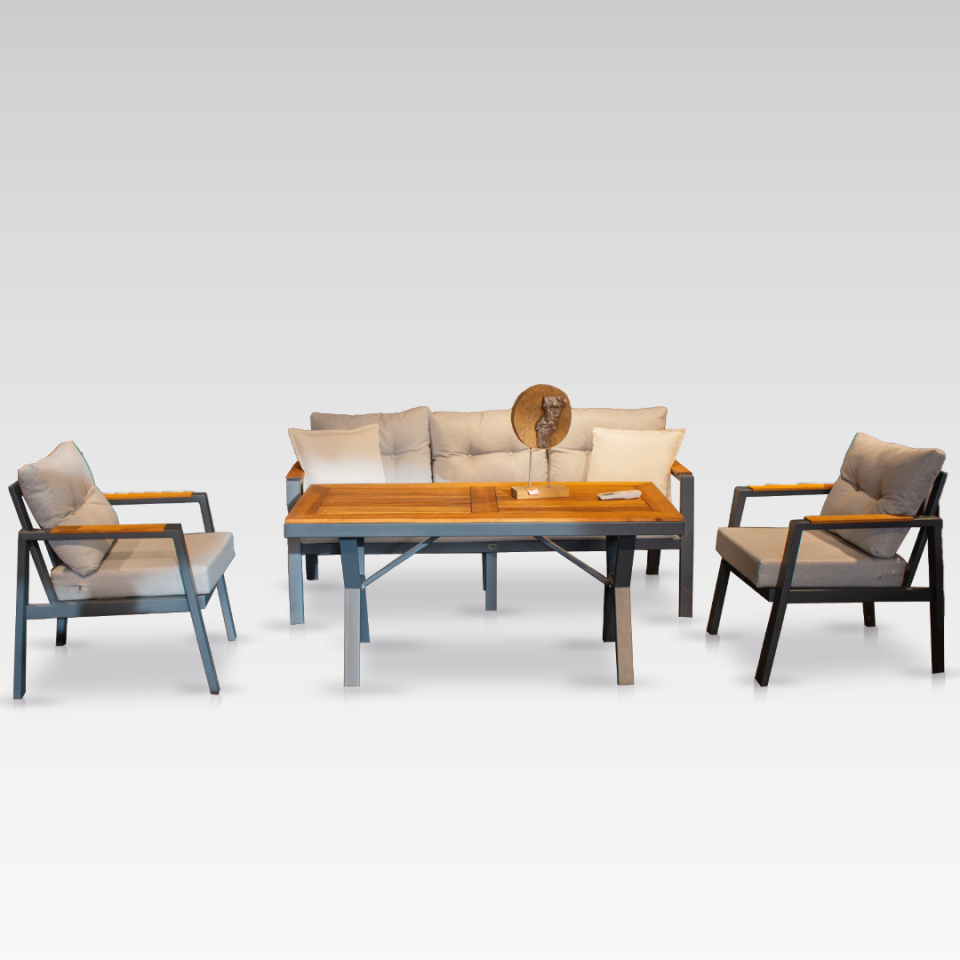 Ecolux EFES MİDİ 3+1+1 Bahçe Balkon Alüminyum Profil Oturma Grubu