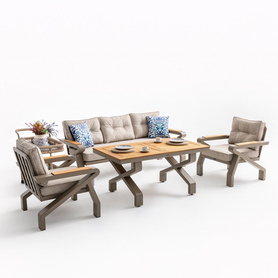 Ecolux CASABLANCA Alüminyum 3-1-1 Bahçe & Balkon Oturma Grubu