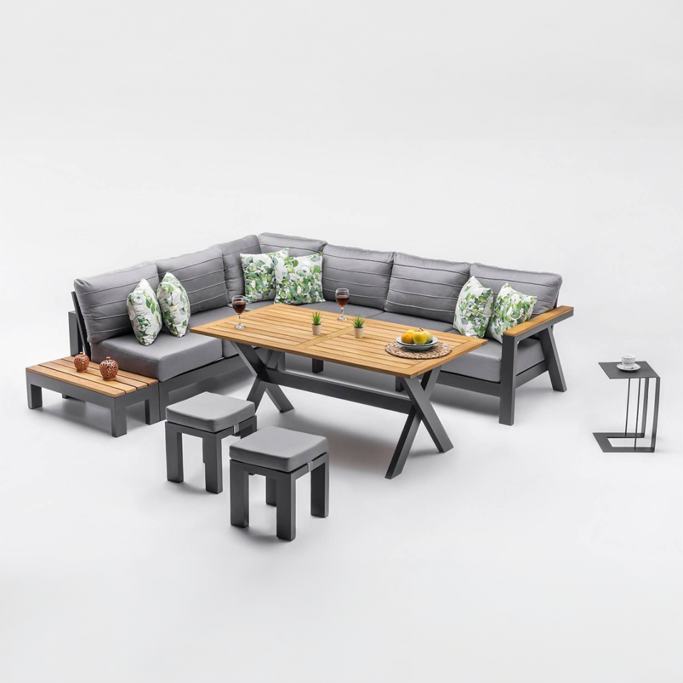 Ecolux MADRID Alüminyum Profilli İreco Masalı Köşe Takımı