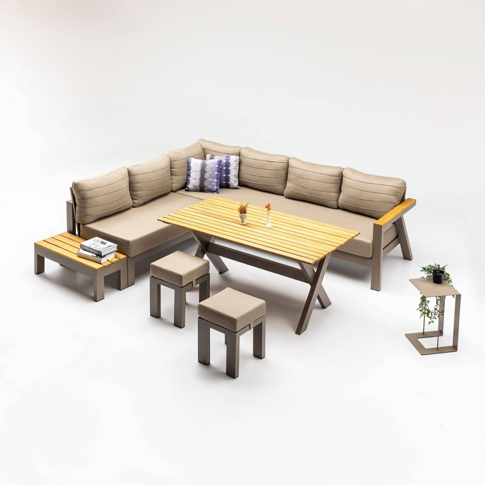 Ecolux MADRID Alüminyum Profilli İreco Masalı Köşe Takımı