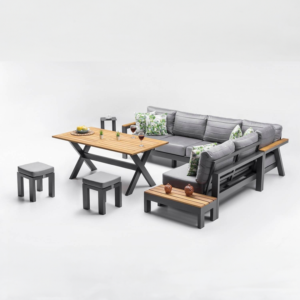 Ecolux MADRID Alüminyum Profilli İreco Masalı Köşe Takımı