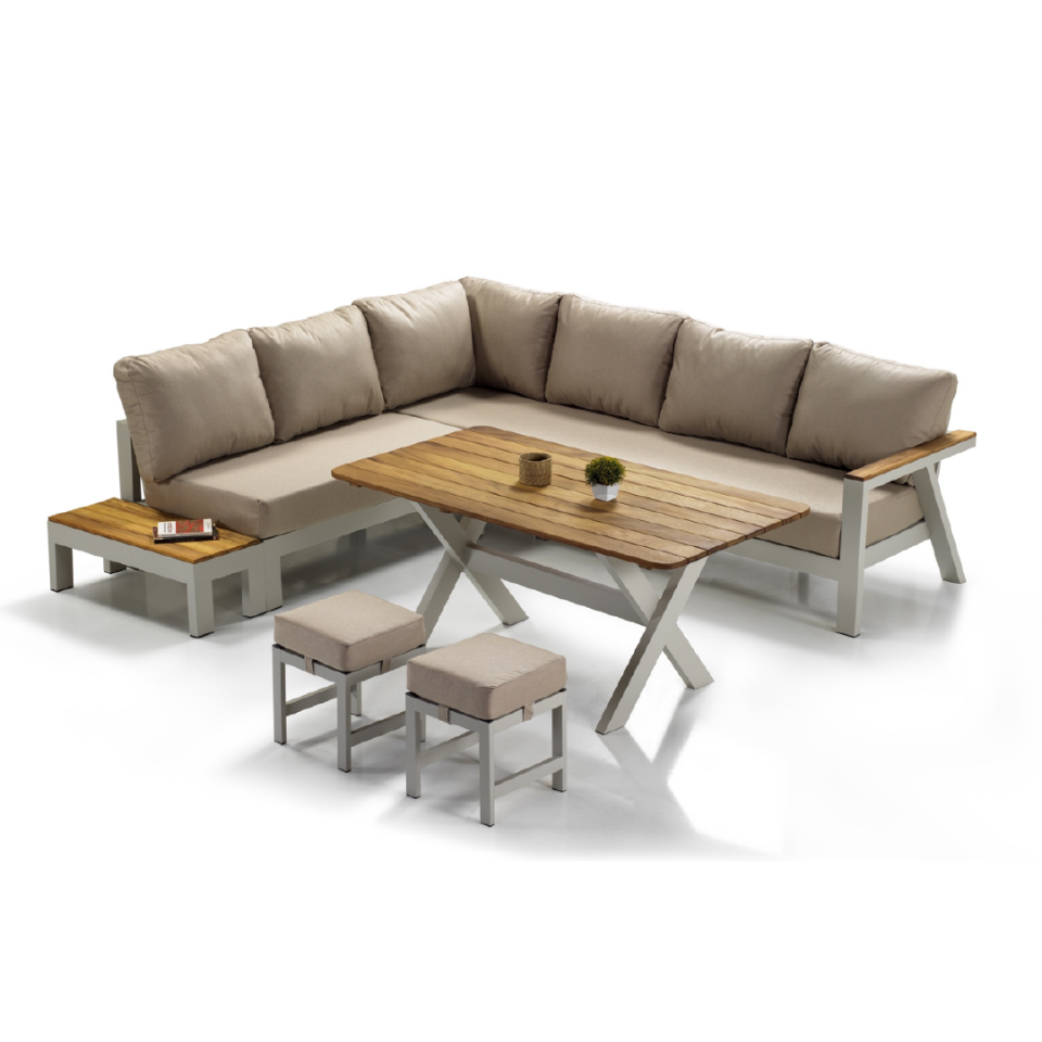 Ecolux MADRID Alüminyum Profilli İreco Masalı Köşe Takımı