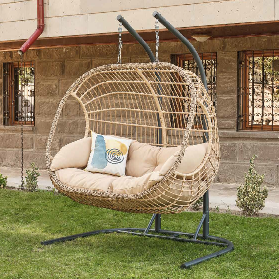 Ecolux OSCAR 2 Lİ Rattan Salıncak