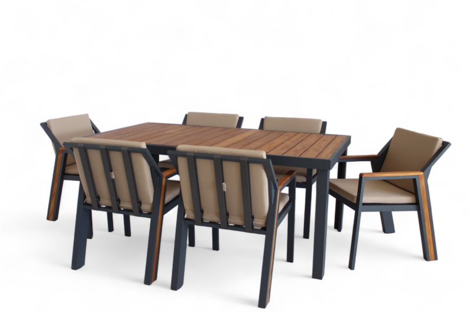 Ecolux SIENNA 6 Kişilik Alüminyum Yemek Masası