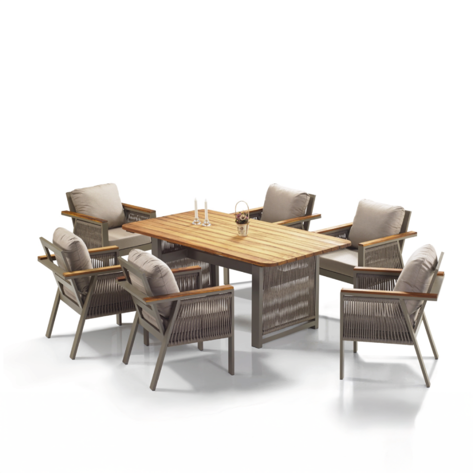 Ecolux LİZBON Balkon Bahçe 6 Kişilik Yemek Takımı