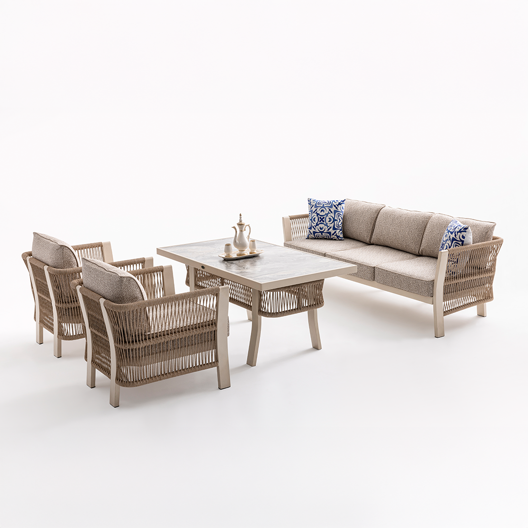 Ecolux FLORENCE HPL Tablalı 3-1-1 Bahçe Balkon Oturma Grubu