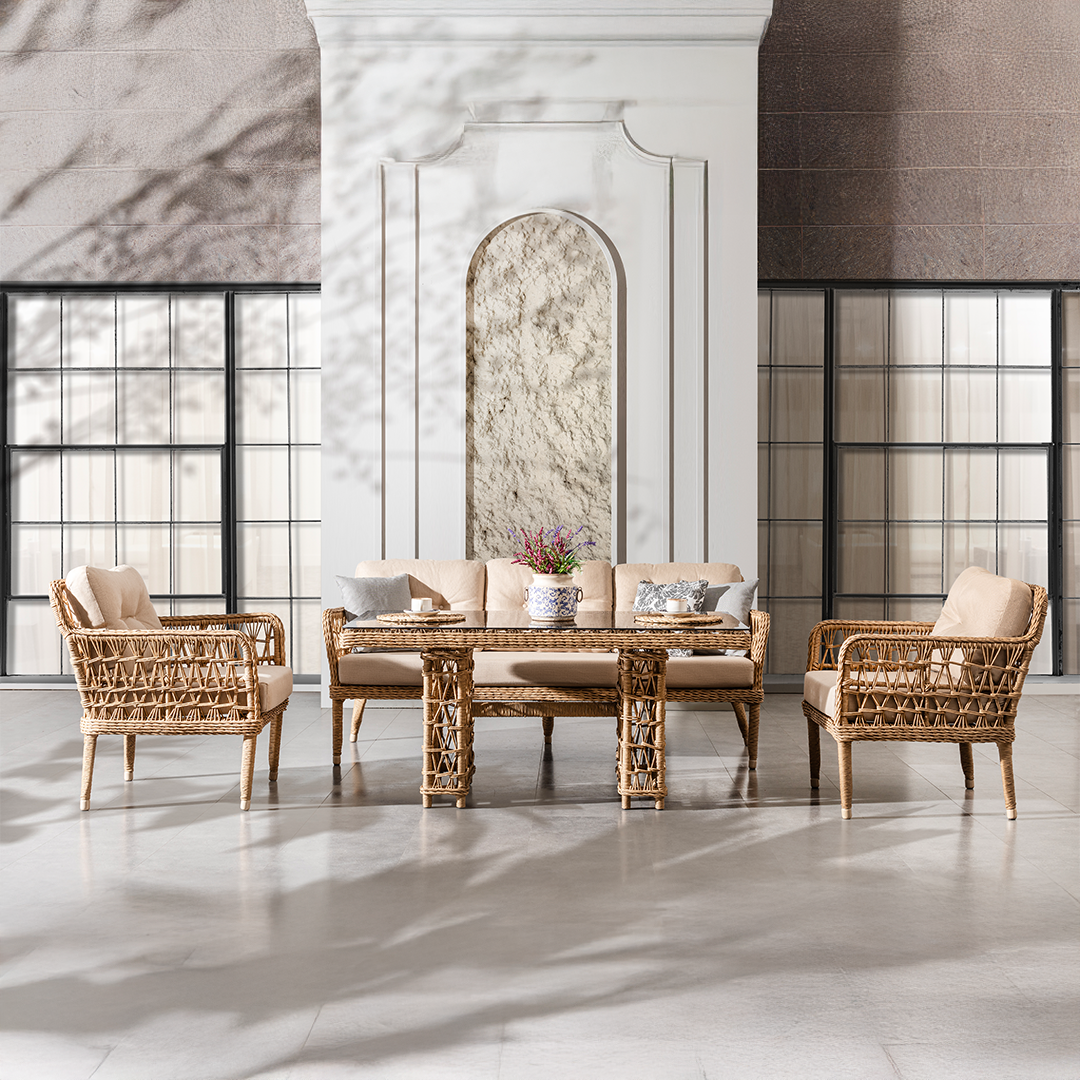 Ecolux MALDIV Bahçe Balkon Rattan Oturma Grubu