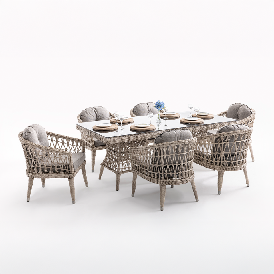 Ecolux OSLO Bahçe Balkon Rattan Masa Takımı