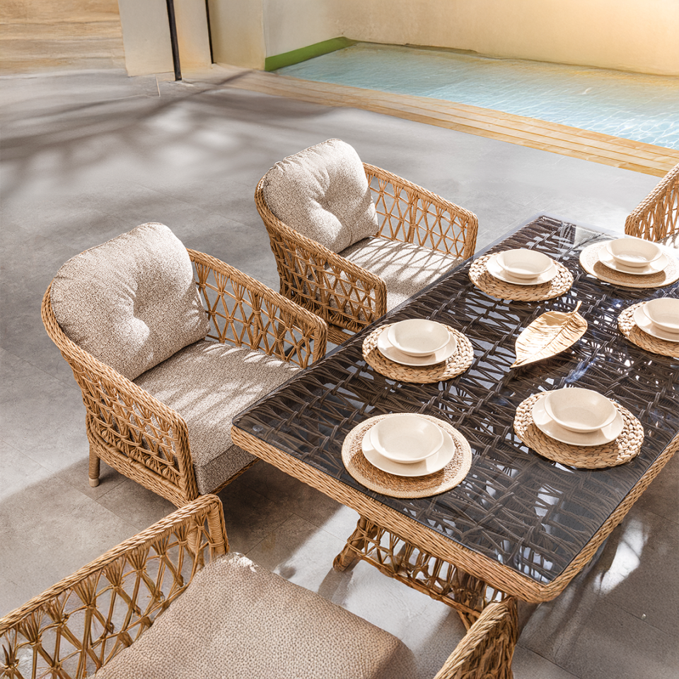 Ecolux OSLO ROLEX Bahçe Balkon Rattan Oturma Grubu