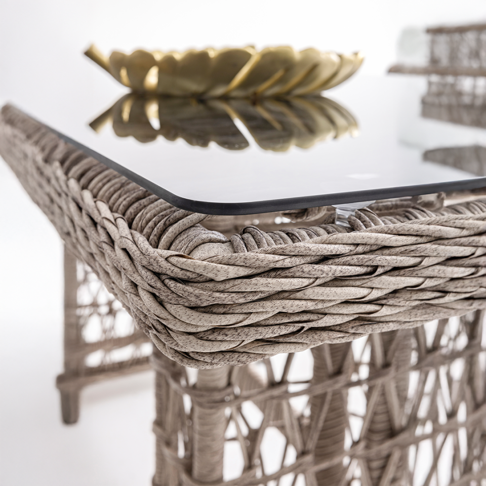 Ecolux OSLO 3-1-1 Cam Sehpalı Rattan Bahçe Balkon Oturma Grubu