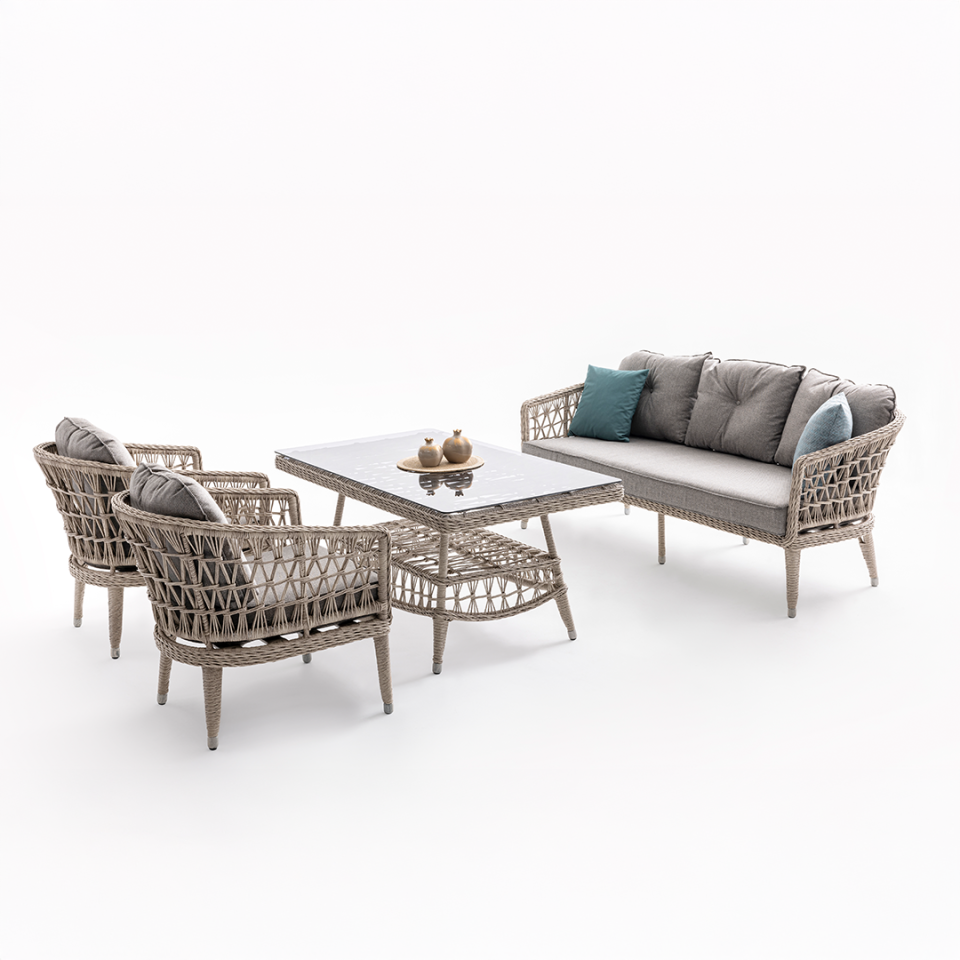 Ecolux OSLO 3-1-1 Bahçe Balkon Oturma Grubu