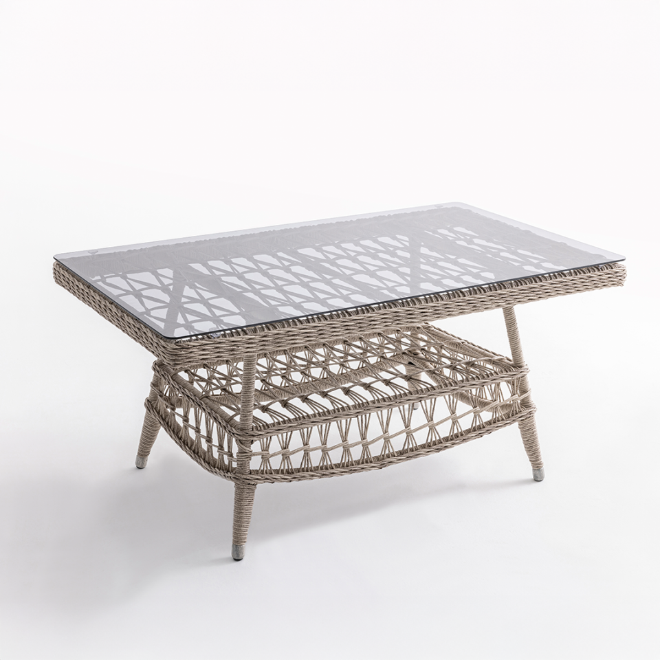 Ecolux OSLO 3-1-1 Cam Sehpalı Rattan Bahçe Balkon Oturma Grubu