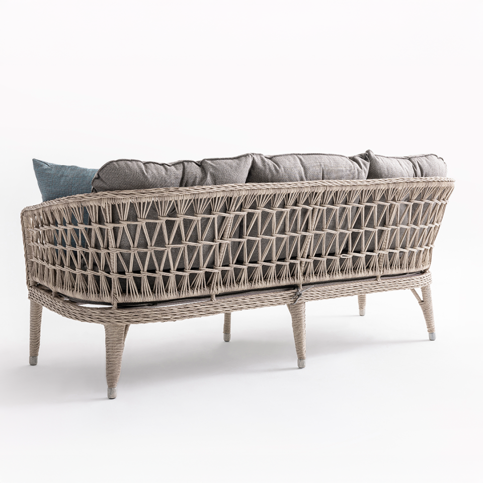 Ecolux OSLO 3-1-1 Cam Sehpalı Rattan Bahçe Balkon Oturma Grubu