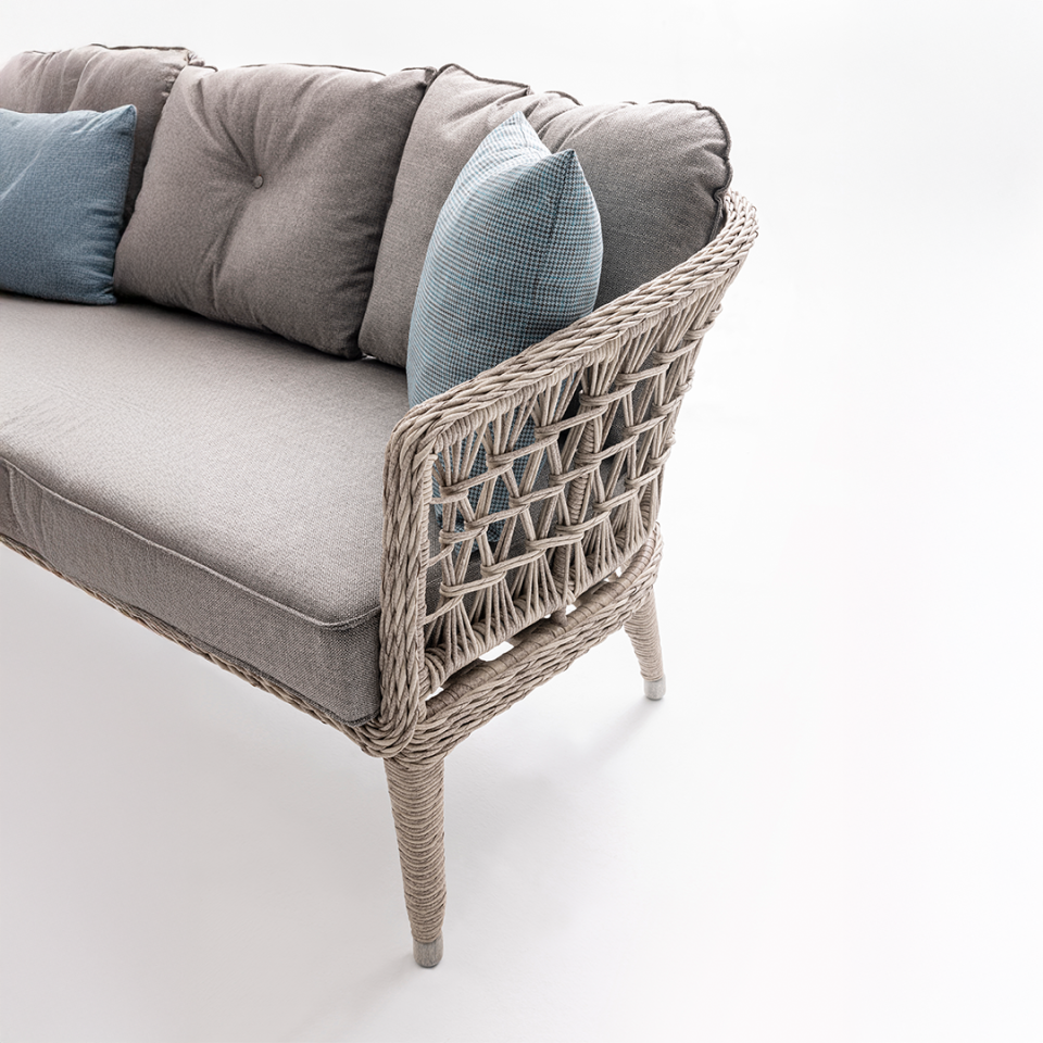 Ecolux OSLO 3-1-1 Cam Sehpalı Rattan Bahçe Balkon Oturma Grubu