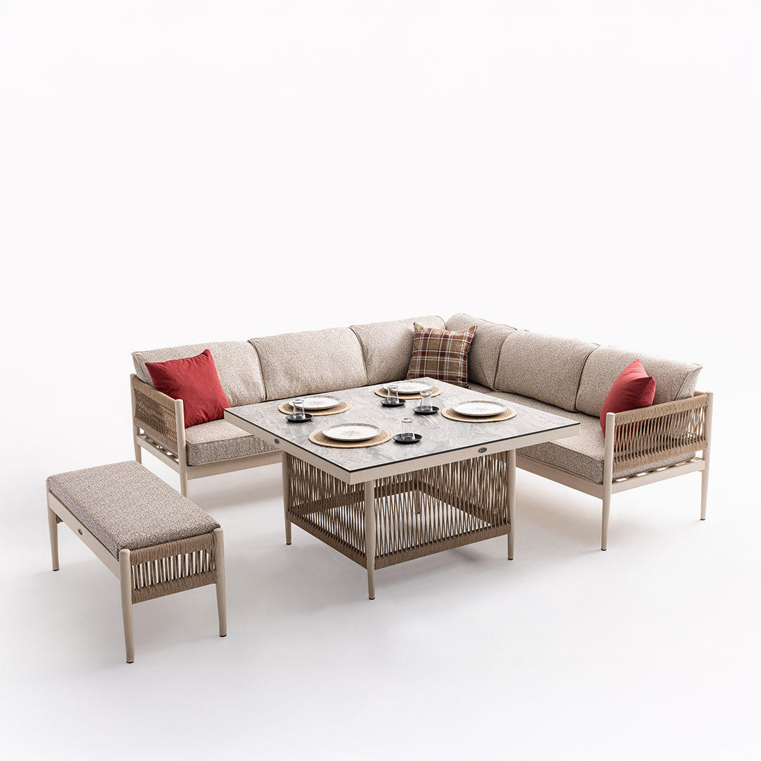 Ecolux LYON Alüminyum Köşe Bahçe Balkon Oturma Grubu