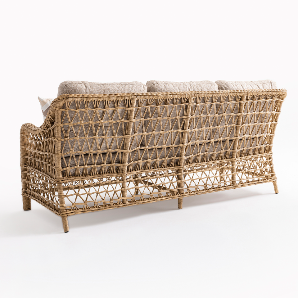 Ecolux DORA 3-1-1 Cam Sehpalı Bahçe Balkon Rattan Oturma Grubu