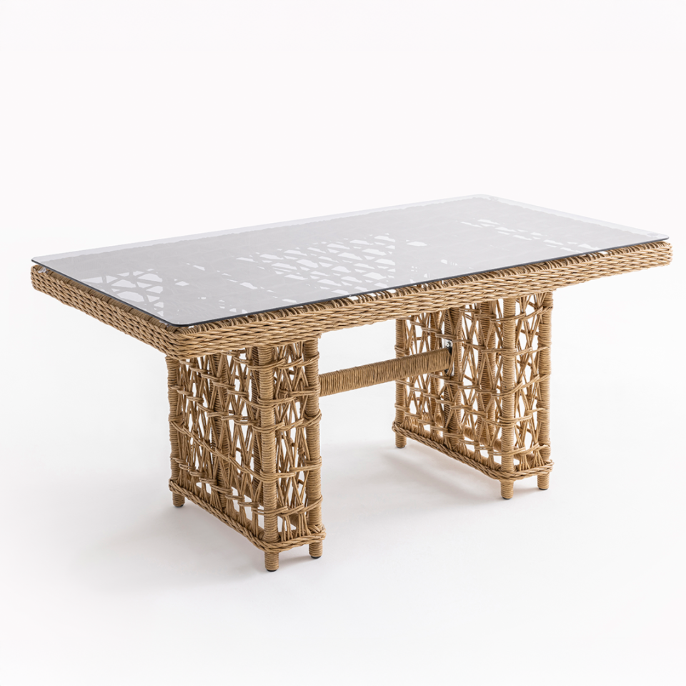 Ecolux DORA 3-1-1 Cam Sehpalı Bahçe Balkon Rattan Oturma Grubu