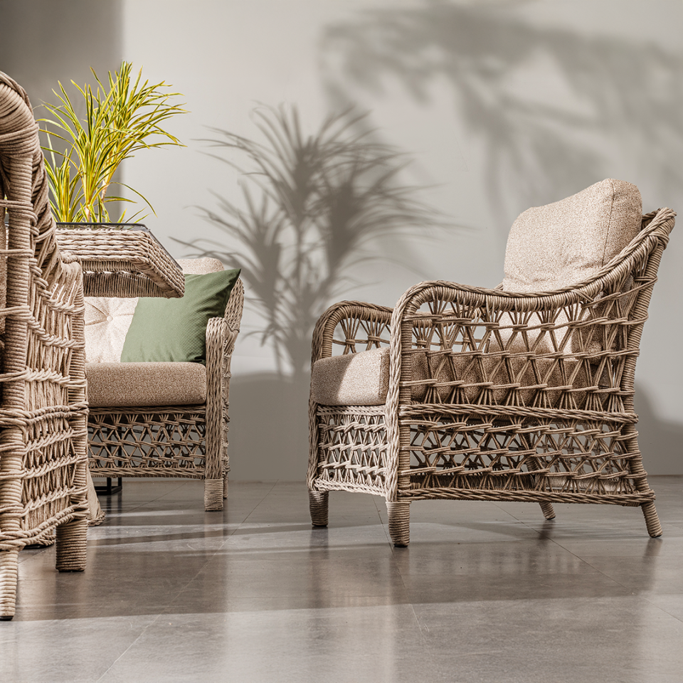 Ecolux DORA ROLEX 3-1-1-1-1 Bahçe Balkon Rattan Oturma Grubu
