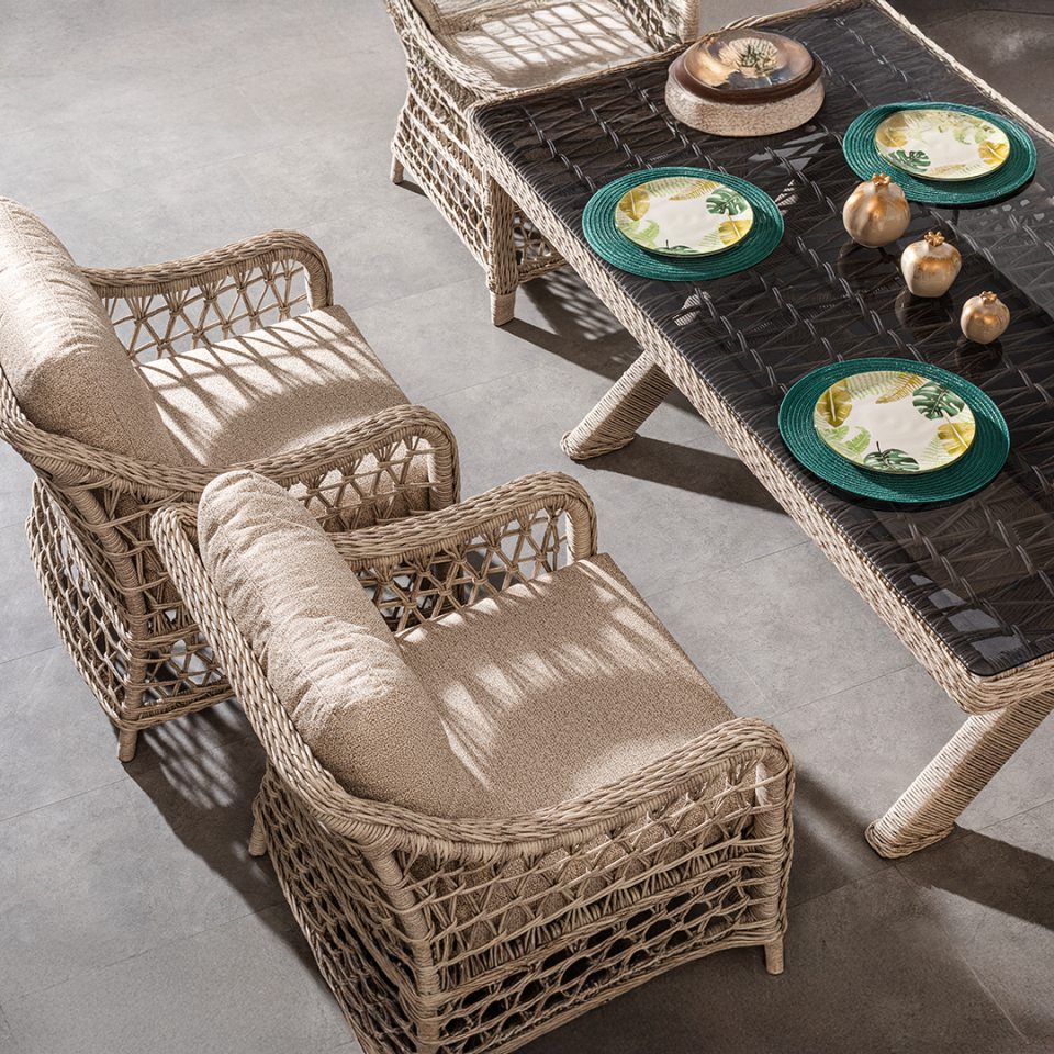 Ecolux DORA ROLEX 3-1-1-1-1 Bahçe Balkon Rattan Oturma Grubu