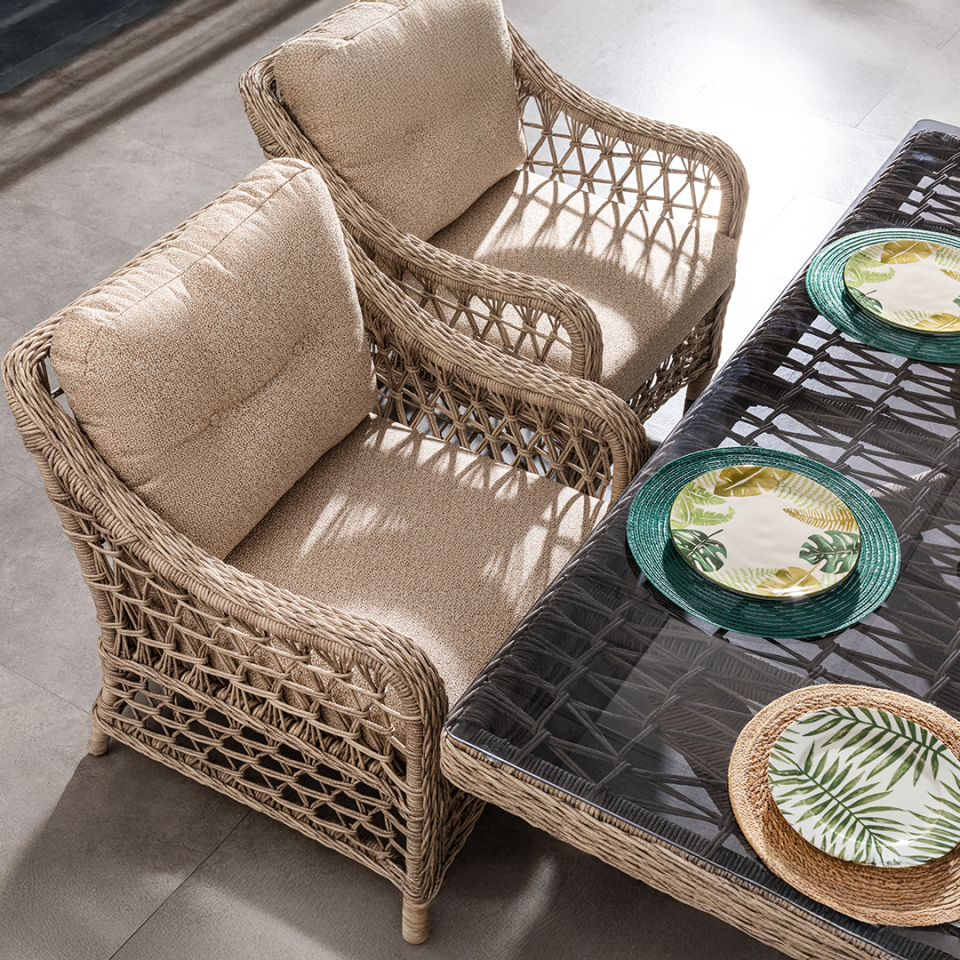 Ecolux DORA ROLEX 3-1-1-1-1 Bahçe Balkon Rattan Oturma Grubu