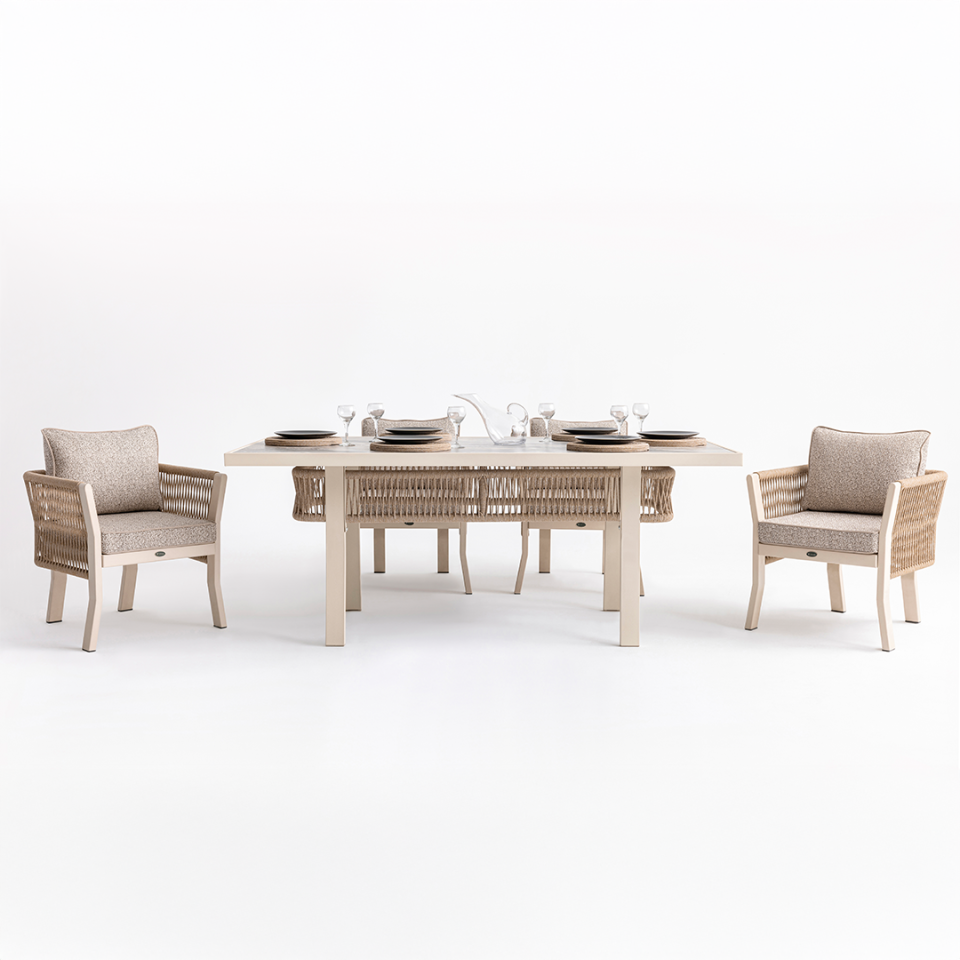 Ecolux FLORENCE Alüminyum HPL Tablalı Masa Takımı