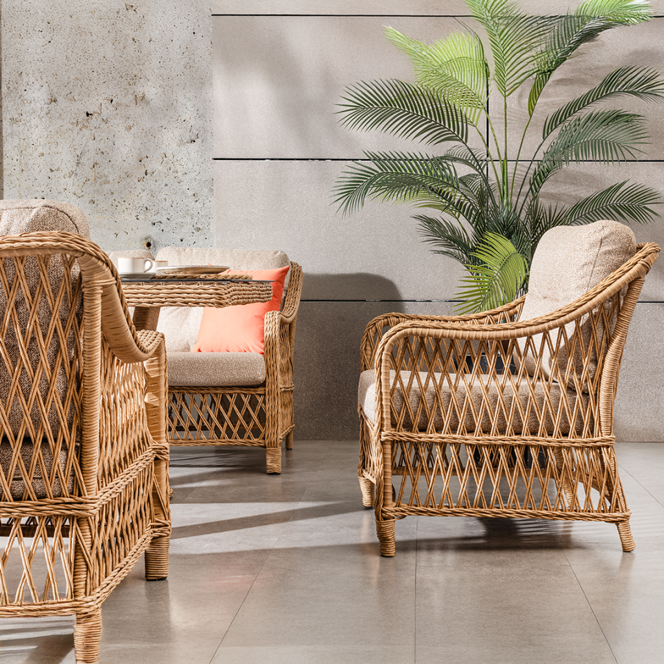 Ecolux MADEO ROLEX 3-1-1-1 Rattan Bahçe Balkon Oturma Grubu
