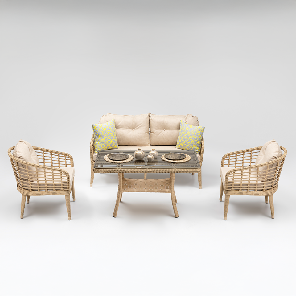 Ecolux RODOS 2-1-1 Rattan Bahçe Balkon Oturma Grubu