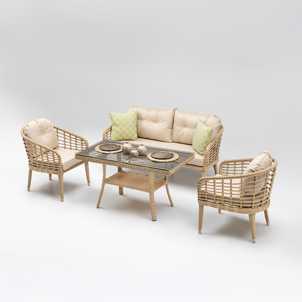 Ecolux RODOS 2-1-1 Rattan Bahçe Balkon Oturma Grubu