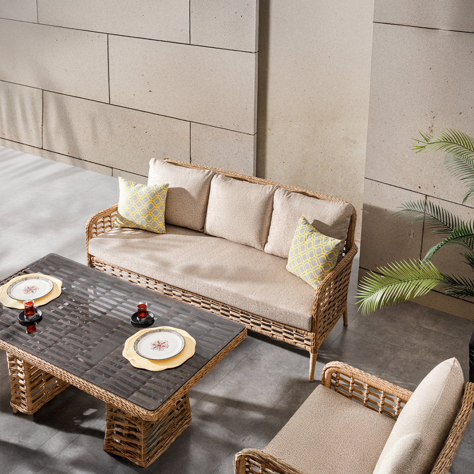 Ecolux TRUVA 3-1-1 Rattan Bahçe Balkon Oturma Grubu