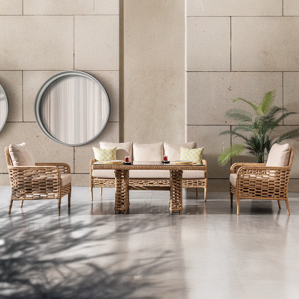 Ecolux TRUVA Rattan Bahçe Balkon Oturma Grubu