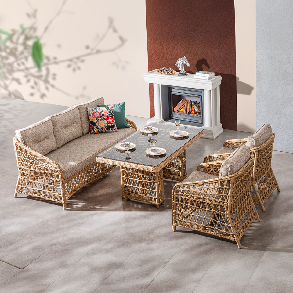 Ecolux VALENCİA Rattan Bahçe Balkon Oturma Grubu