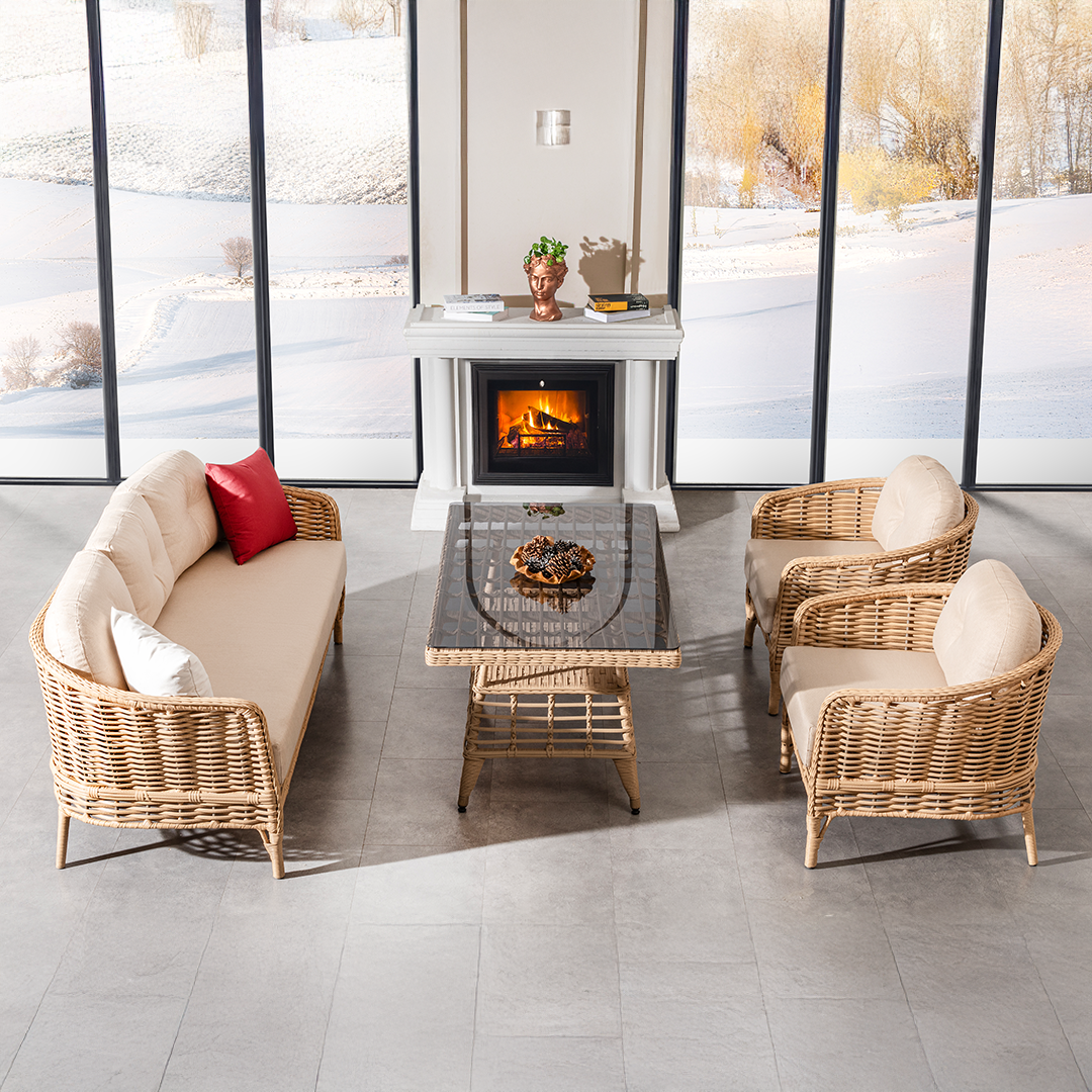 Ecolux VERONA 3-1-1 Rattan Bahçe Balkon Oturma Grubu