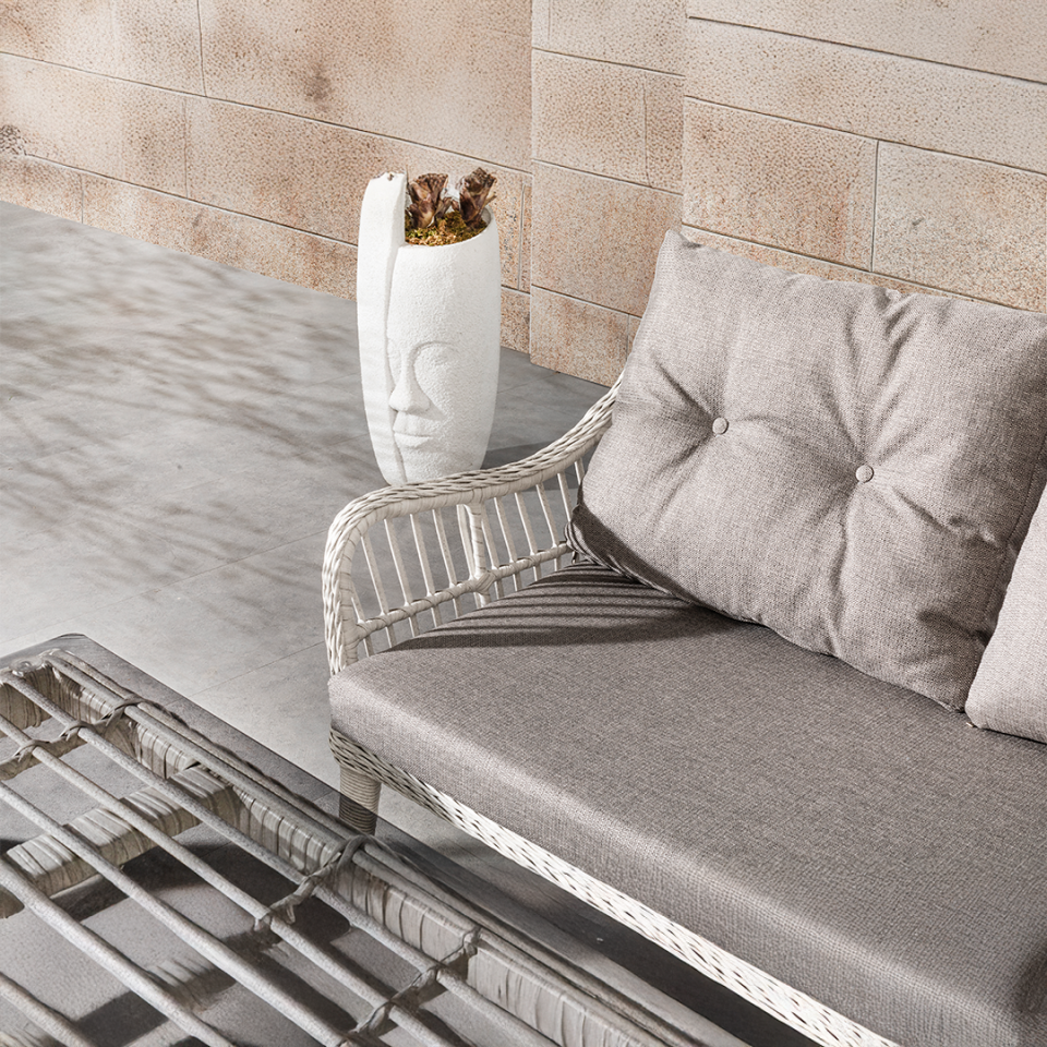 Ecolux FIJI 2-1-1 Cam Sehpalı Rattan Bahçe Balkon Oturma Grubu