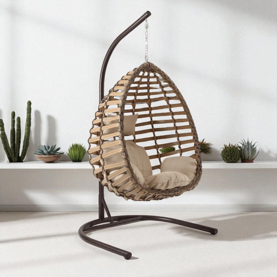 Ecolux GÜMBET Rattan Bahçe Balkon Salıncak