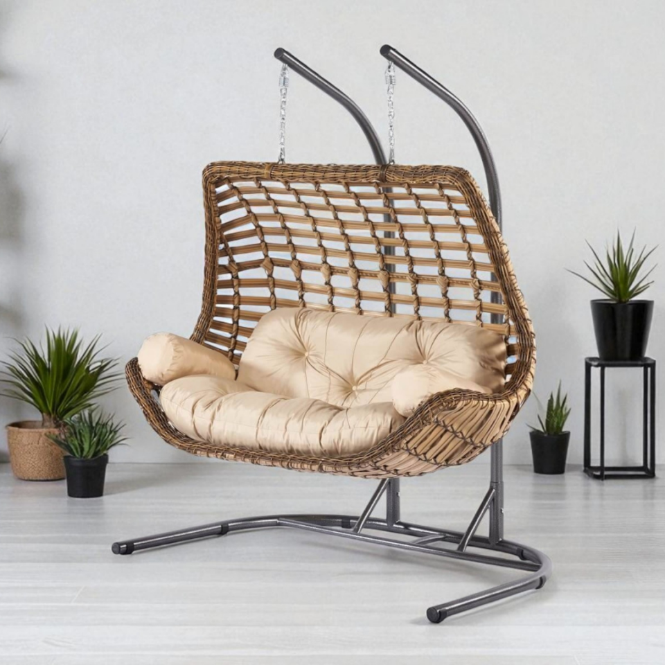 Ecolux Capri JUNDA Rattan 2 li Bahçe Balkon Salıncak