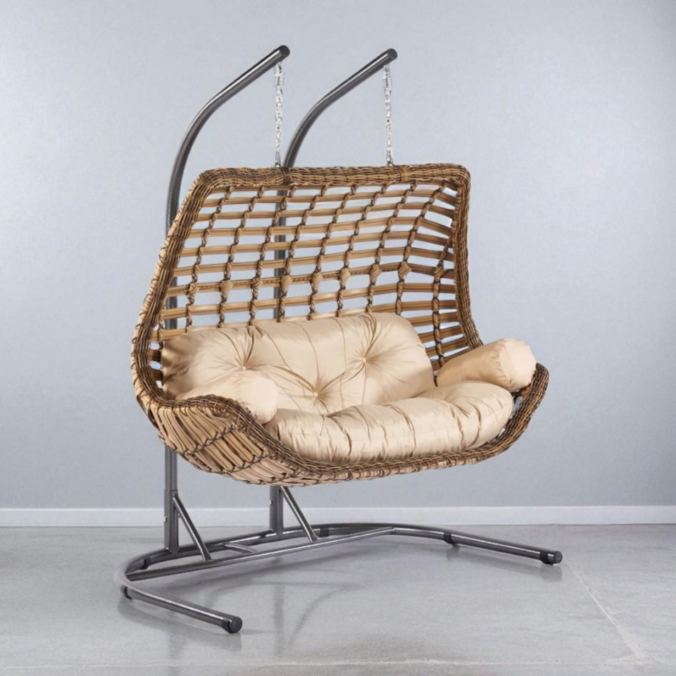 Ecolux Capri JUNDA Rattan 2 li Bahçe Balkon Salıncak