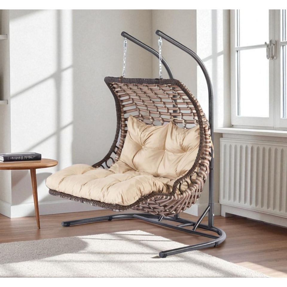 Ecolux Capri SWİNG 2 li  Bodrum Rattan Bahçe Balkon Salıncak