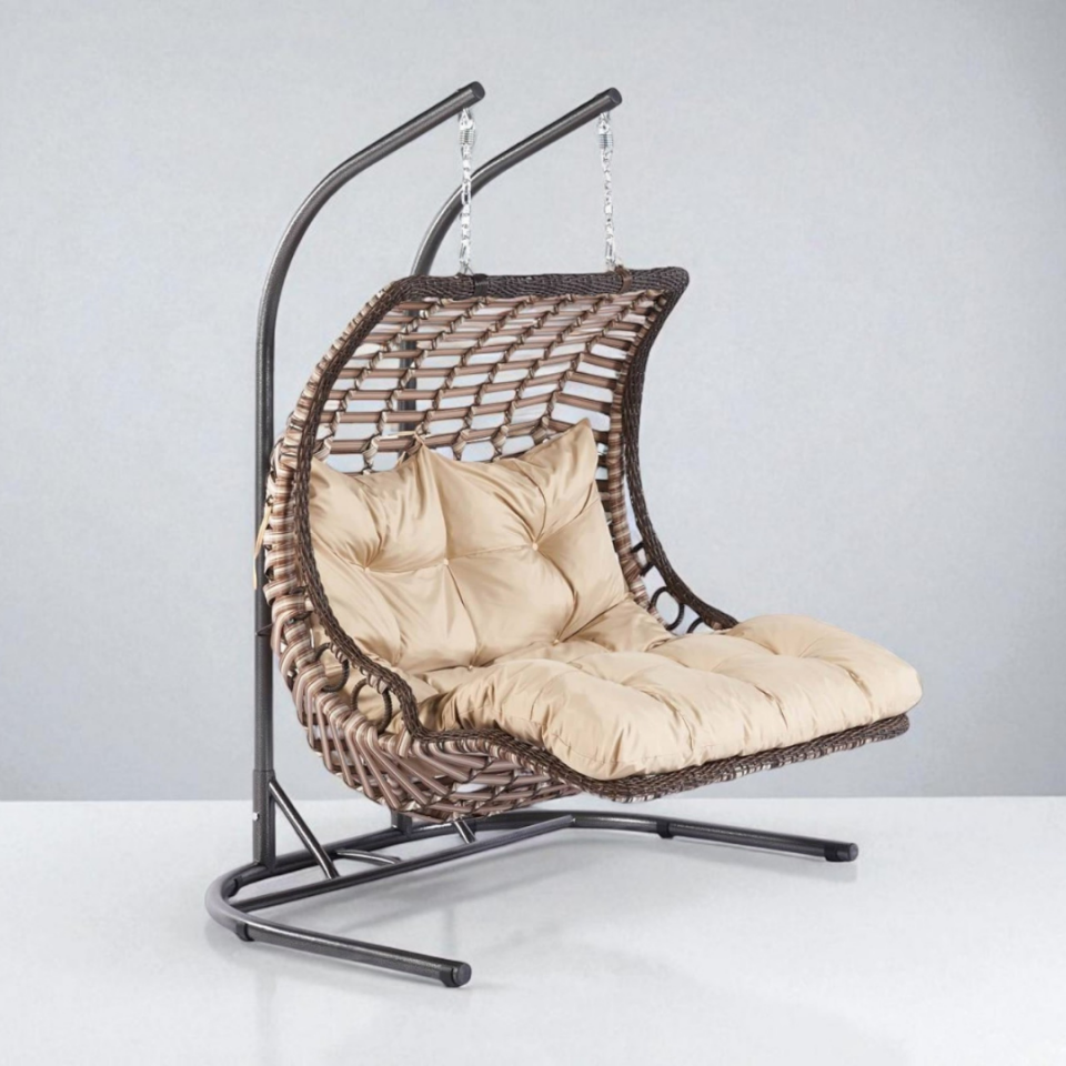 Ecolux Capri Swing 2 li  BODRUM Rattan Bahçe Balkon Salıncak