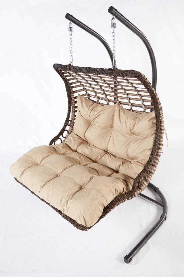 Ecolux Capri SWİNG 2 li  Bodrum Rattan Bahçe Balkon Salıncak