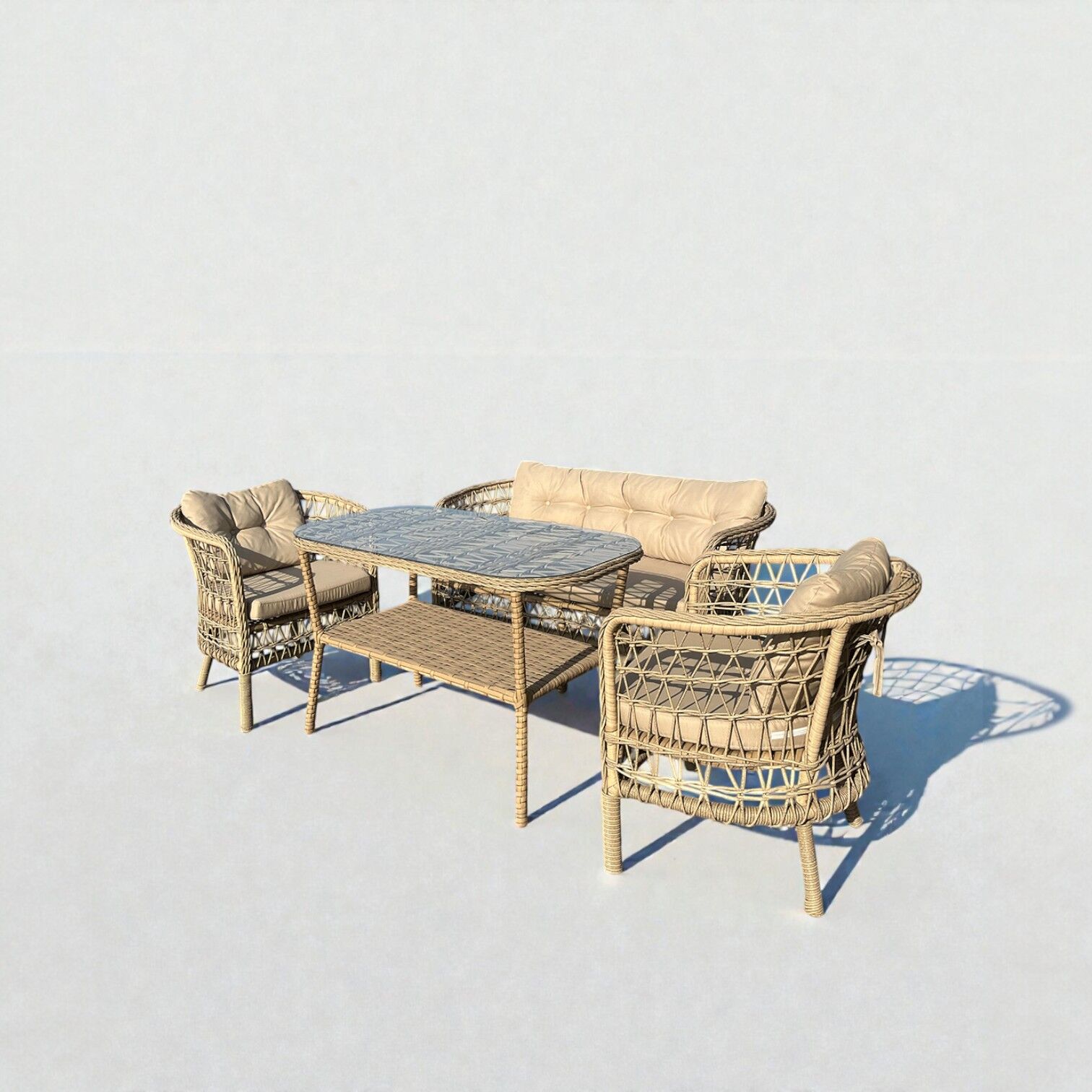 Ecolux BERLİN 2-1-1 Rattan Bahçe Balkon Oturma Grubu